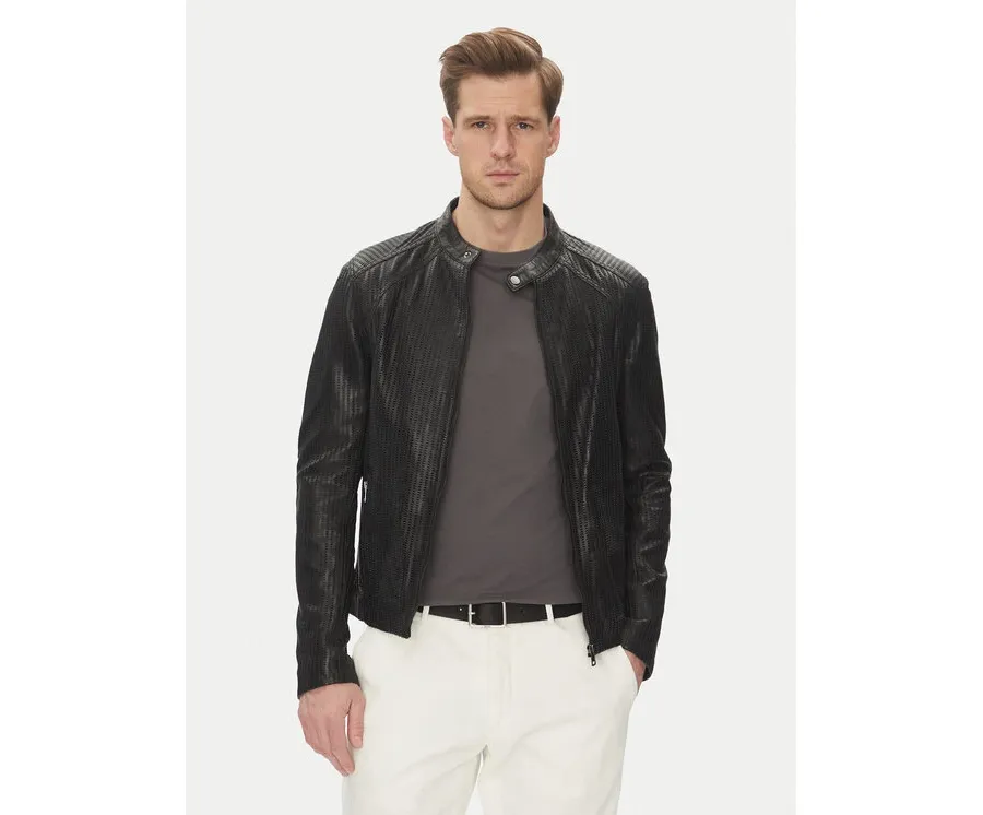obrazek 1 Serge Pariente Kurtka skórzana Leni Czarny Slim Fit