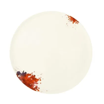 Zdjęcie Niemiecki kremowy porcelanowy talerz na tartę zdobiony motywem kwiatu geranium – Tettau