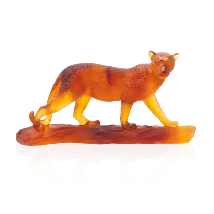 Zdjęcie Niepowtarzalna figurka leoparda w kolorze bursztynu - Daum