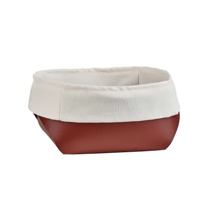 Picture Stylish burgundy Flora bread basket with a cotton bag