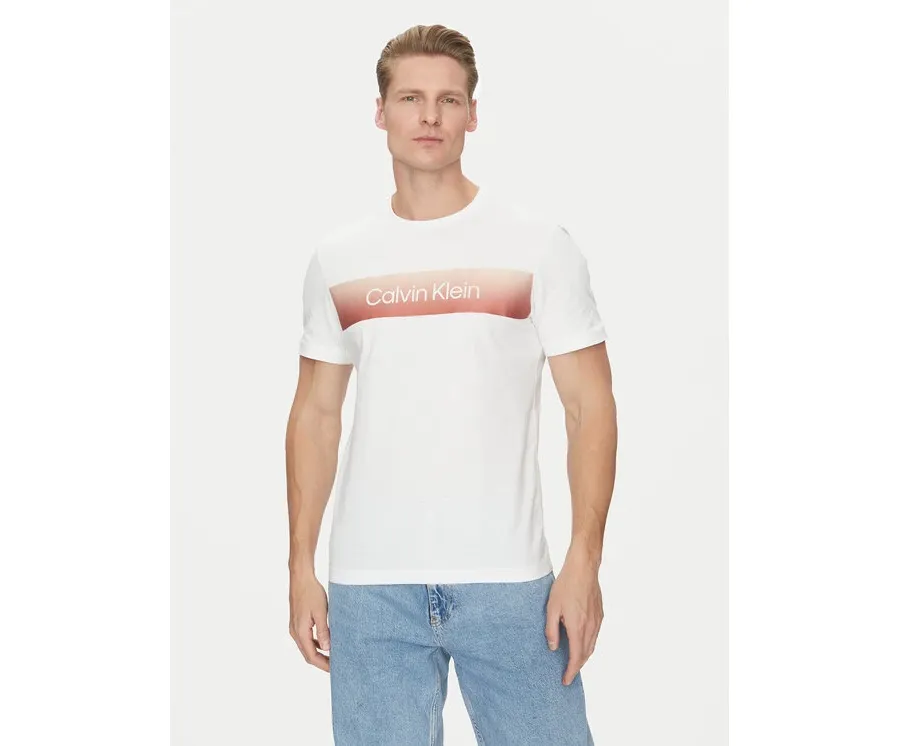 obrazek 1 Calvin Klein T-Shirt Linear Ombre K10K114163 Biały Regular Fit