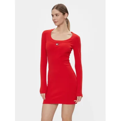 Zdjęcie Tommy Jeans Sukienka dzianinowa Tjw Badge Rib Bodycon Ls DW0DW17424 Czerwony Slim Fit