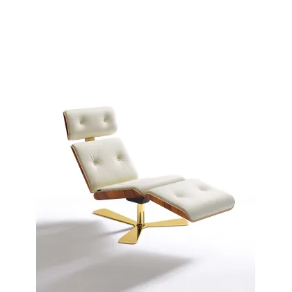 Zdjęcie Skórzany włoski szezlong do stylowej sypialni – wersja gold, bronze