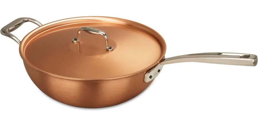 obrazek 2 Wok z miedzi o średnicy 28 cm z rączką i uchwytem pomocniczym