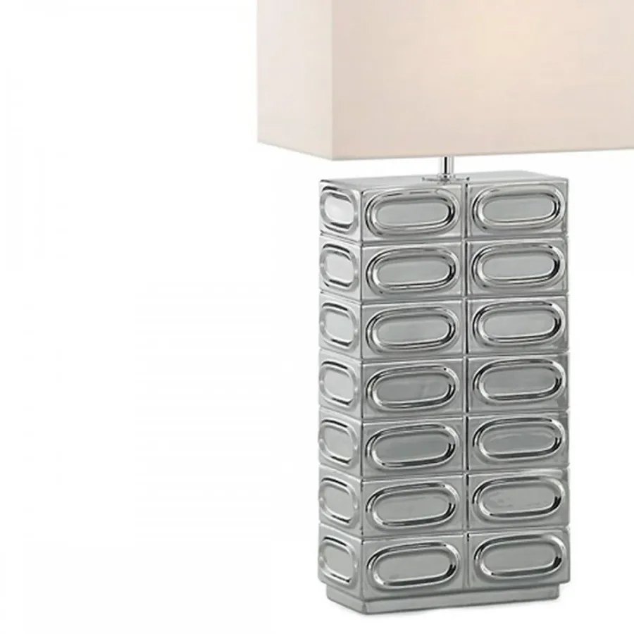 obrazek 3 Ceramiczna lampa stołowa z geometrycznymi reliefami H.36xL.20xP.10 cm