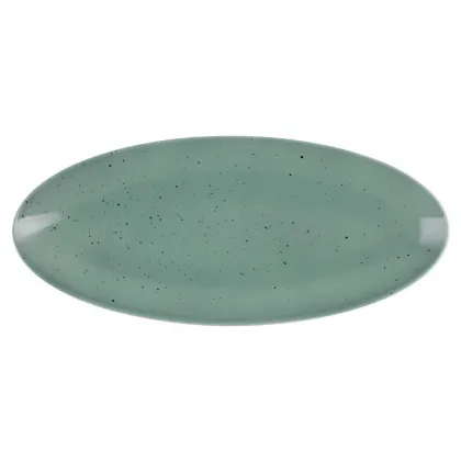 Zdjęcie Duży owalny płaski porcelanowy talerz 43x19 cm w kolorze turkusowym - Seltmann Weiden