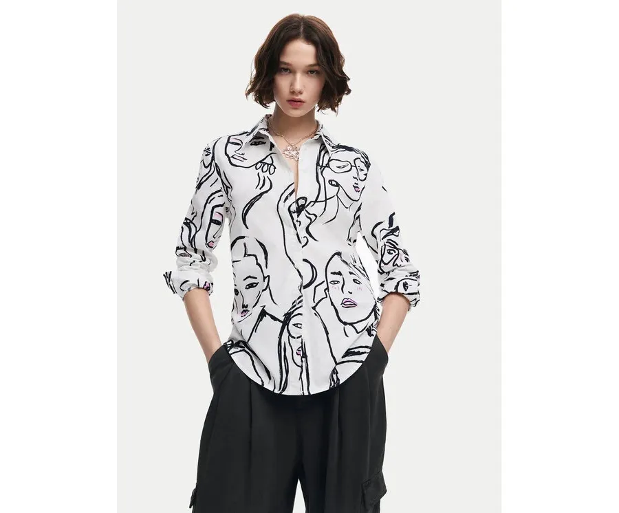 obrazek 1 Desigual Koszula Faces 24WWCW34 Biały Regular Fit