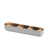 Picture Luxurious leather candle holder in pearl color