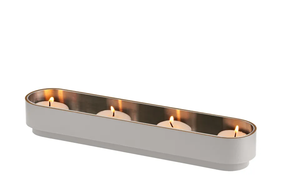 obrazek 1 Luksusowy skórzany uchwyt na świeczki w kolorze perłowym