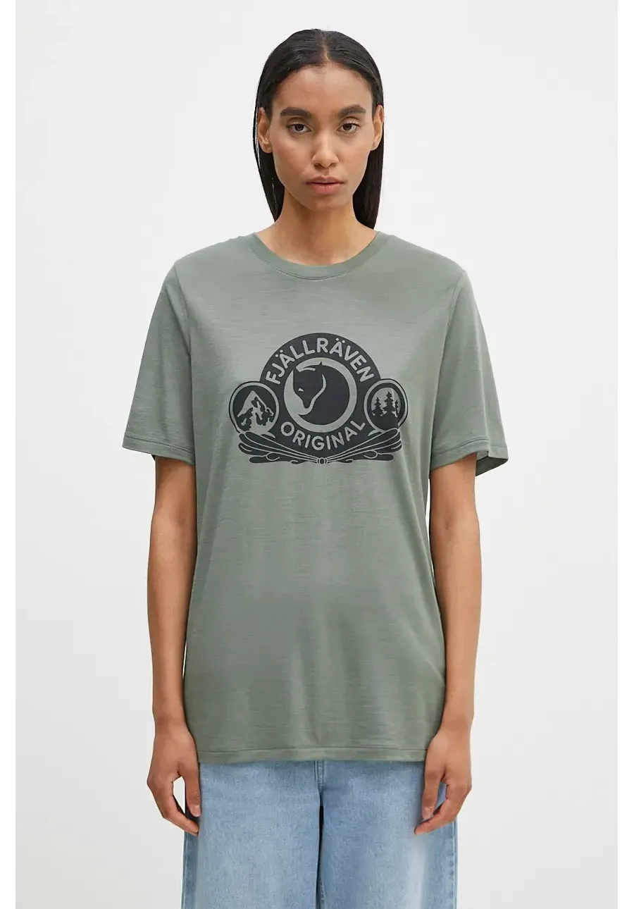 obrazek 1 Fjallraven t-shirt Abisko Wool Classic SS kolor zielony z nadrukiem F84117.614-614