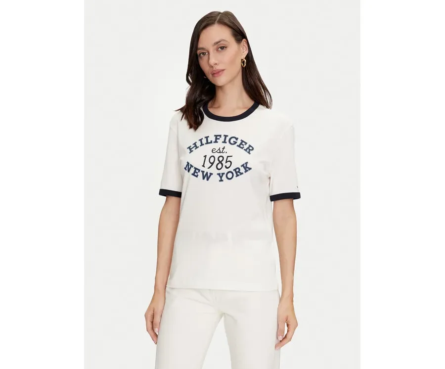 obrazek 1 Tommy Hilfiger T-Shirt Varsity Ringer WW0WW42585 Biały Regular Fit