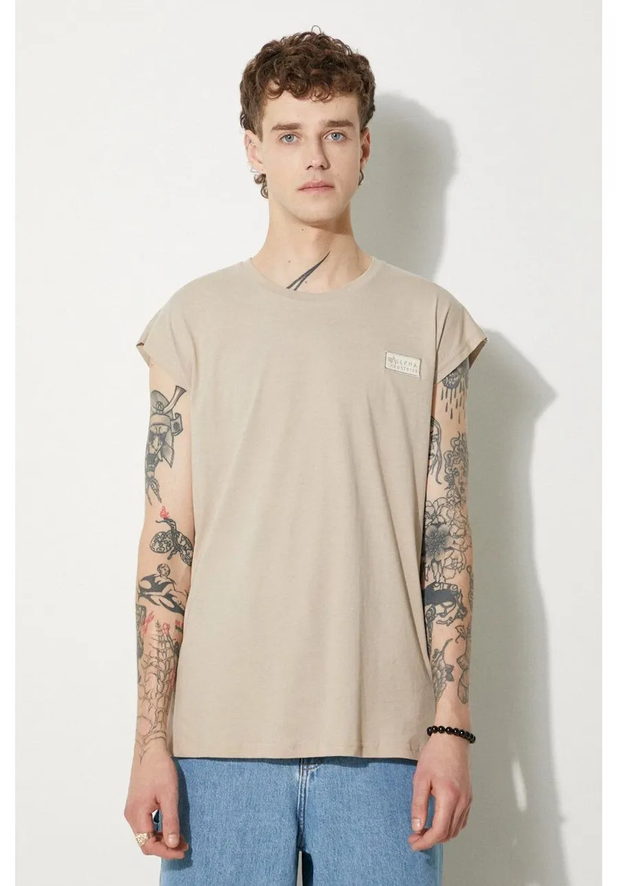 obrazek 1 Alpha Industries t-shirt bawełniany kolor beżowy gładki 118530.627-KREMOWY