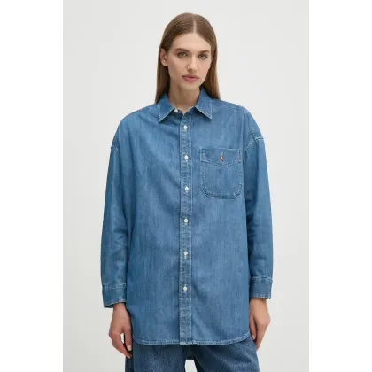 Zdjęcie Polo Ralph Lauren koszula jeansowa damska kolor niebieski relaxed z kołnierzykiem klasycznym 211952262
