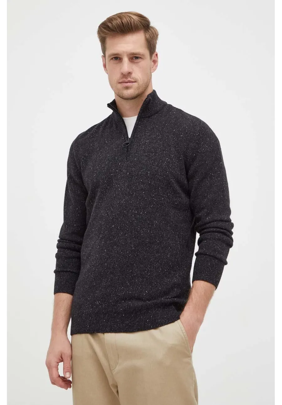 obrazek 1 Barbour sweter wełniany męski kolor czarny z półgolfem