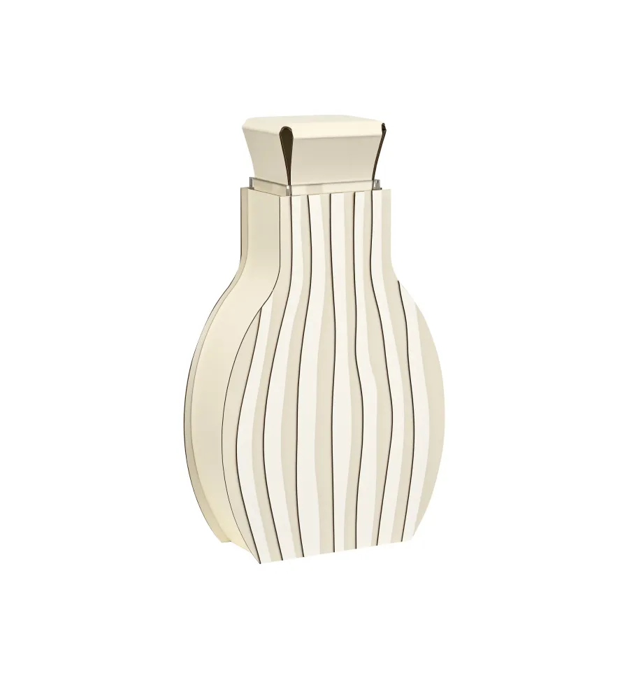obrazek 2 Skórzany wazon Otto 9x24xH44 cm w kolorze waniliowym i białym w pasy