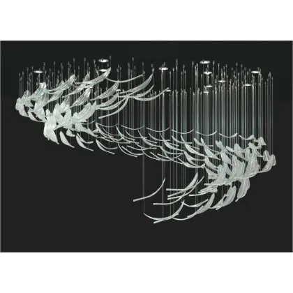 Zdjęcie Unikalny żyrandol z liści z przezroczystego szkła Murano – Il Paralume Marina