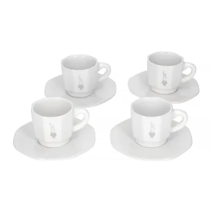 Zdjęcie Bialetti zestaw 4 filiżanek z podstawką biały BIALETTI