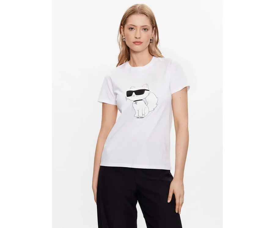 obrazek 1 KARL LAGERFELD T-Shirt Ikonik 2.0 Choupette 230W1703 Biały Regular Fit