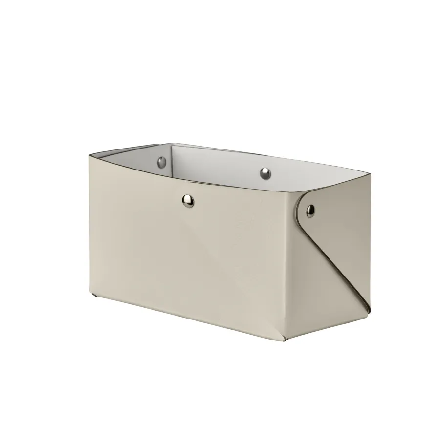 obrazek 1 Skórzane pudełko Miu 7x14xH8 cm w kolorze kremowym