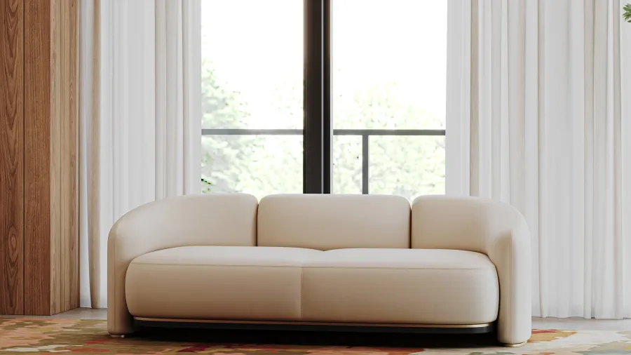 obrazek 1 Prestiżowa tapicerowana sofa z drewnianą konstrukcją i metalowymi detalami