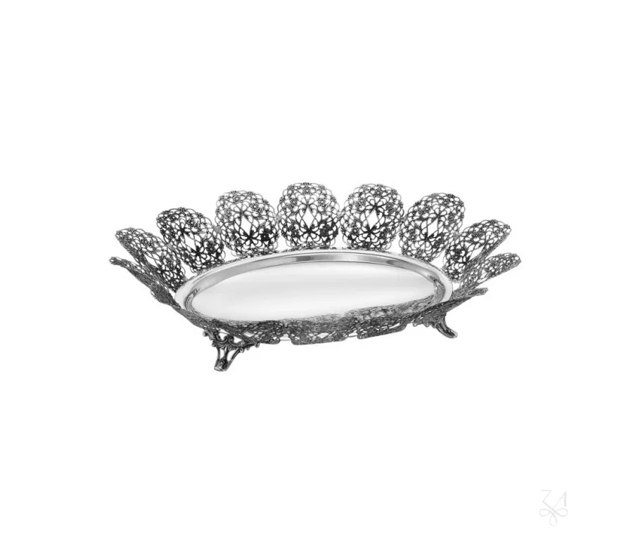 picture 1 Oval openwork silver basket - Zaramella Argenti
