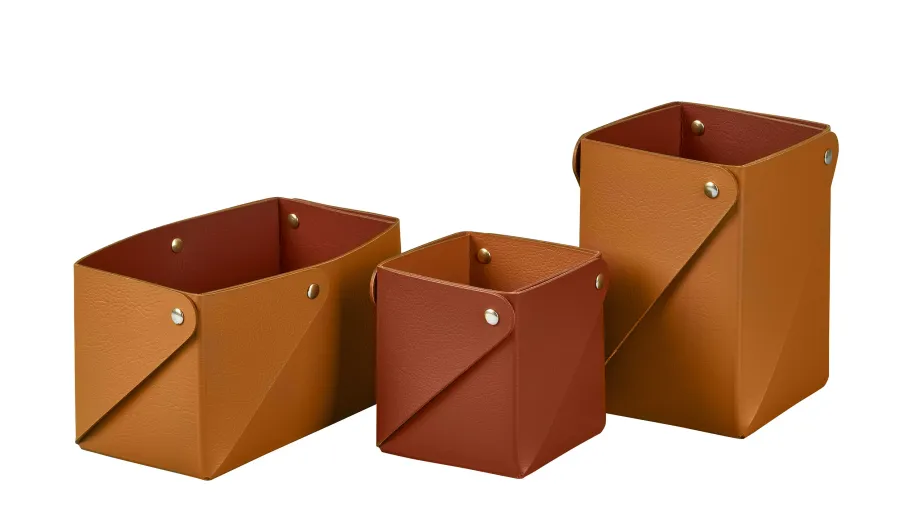 obrazek 3 Ekskluzywne pudełko Miu 7x7xH8 cm ze skóry w kolorze bordowym