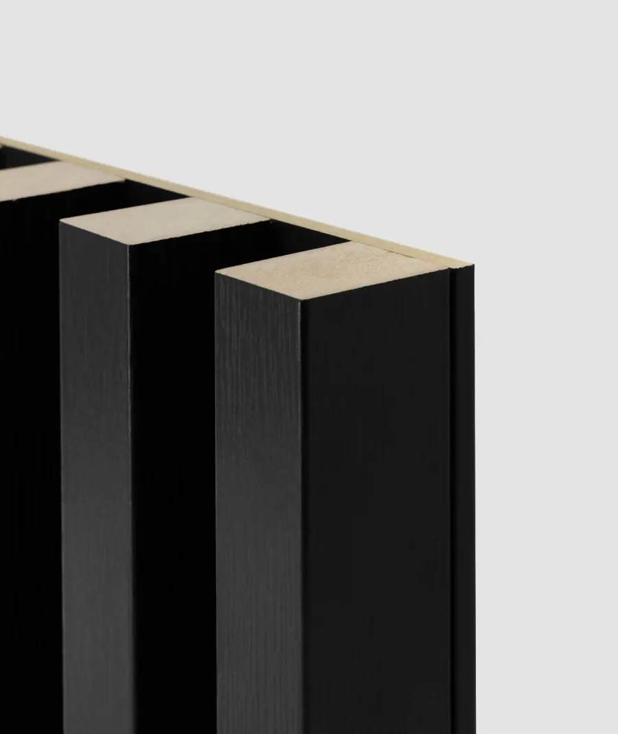 obrazek 1 275x30x4,6 cm LD (5 lameli czarny dąb) panel akustyczny na płycie MDF 6 mm - dekoracja ścienna 3D