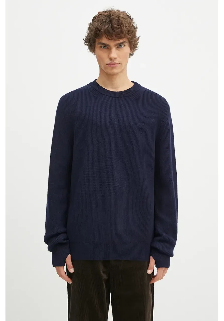 obrazek 1 Norse Projects sweter wełniany Henning Merino Crew męski kolor granatowy  N45.0561.7004