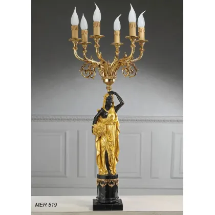 Zdjęcie Lampa stołowa z pozłacanego brązu z postacią