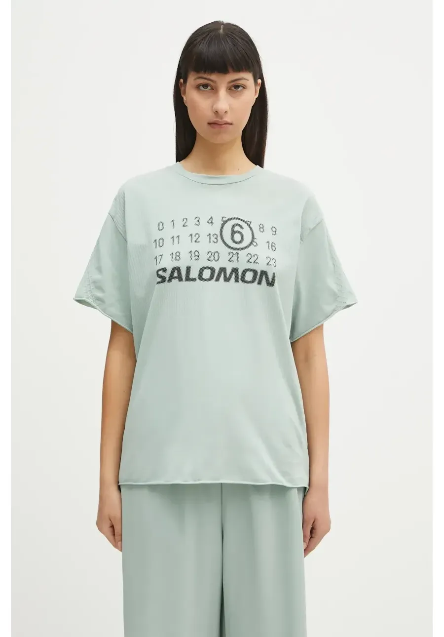 obrazek 1 MM6 Maison Margiela t-shirt damski kolor turkusowy S52GC0345