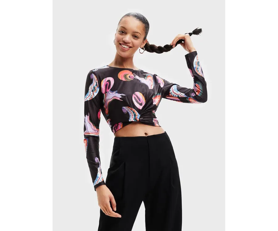 obrazek 1 Desigual Bluzka MONSIEUR CHRISTIAN LACROIX Smile 22WWTK76 Czarny Slim Fit