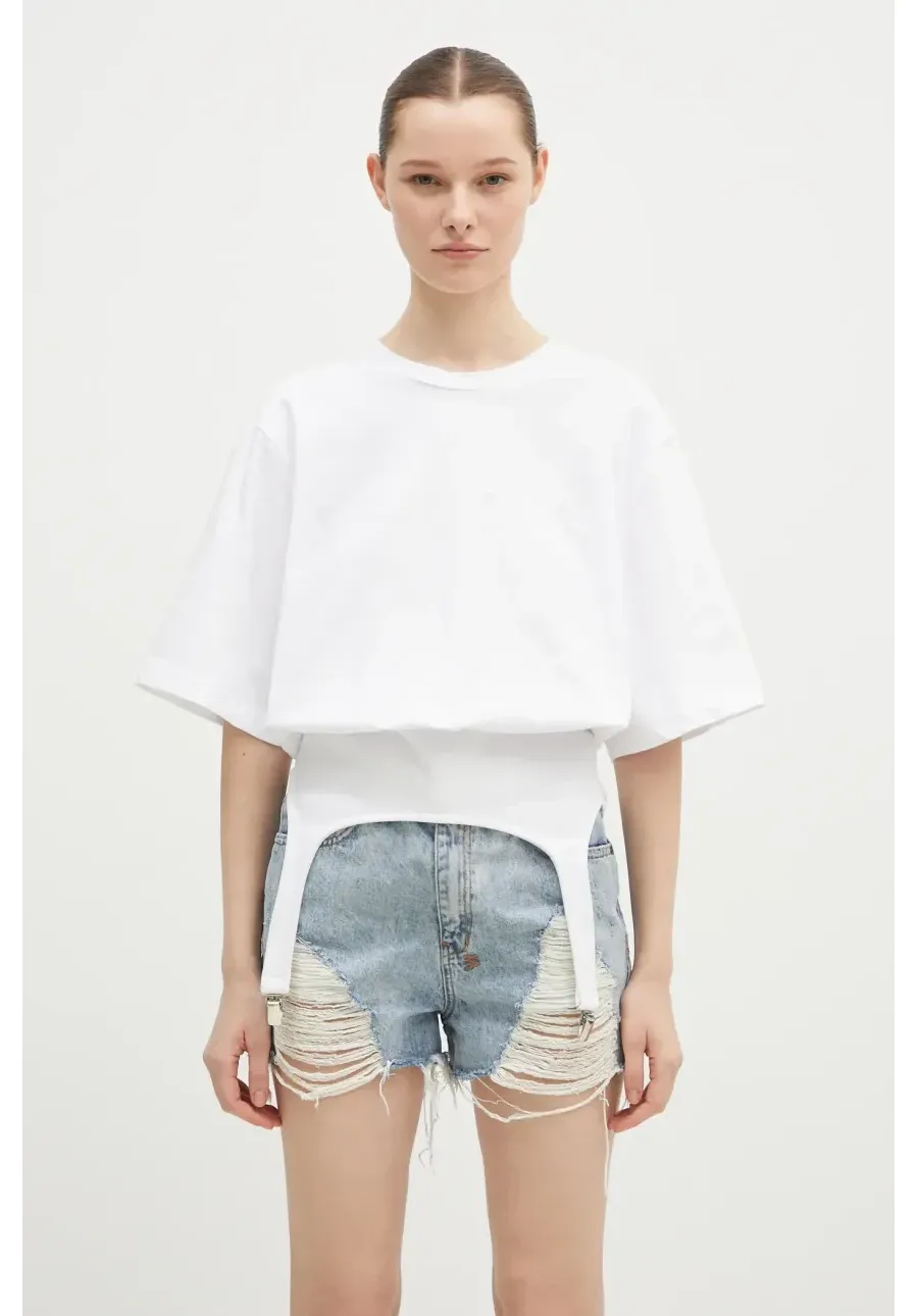 obrazek 1 Fiorucci t-shirt bawełniany Suspender Belt damski kolor biały W01FMTSH263CJ01WH01