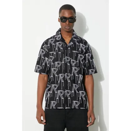 Zdjęcie Represent koszula bawełniana Embrodiered Initial Overshirt męska kolor czarny relaxed MLM212.01