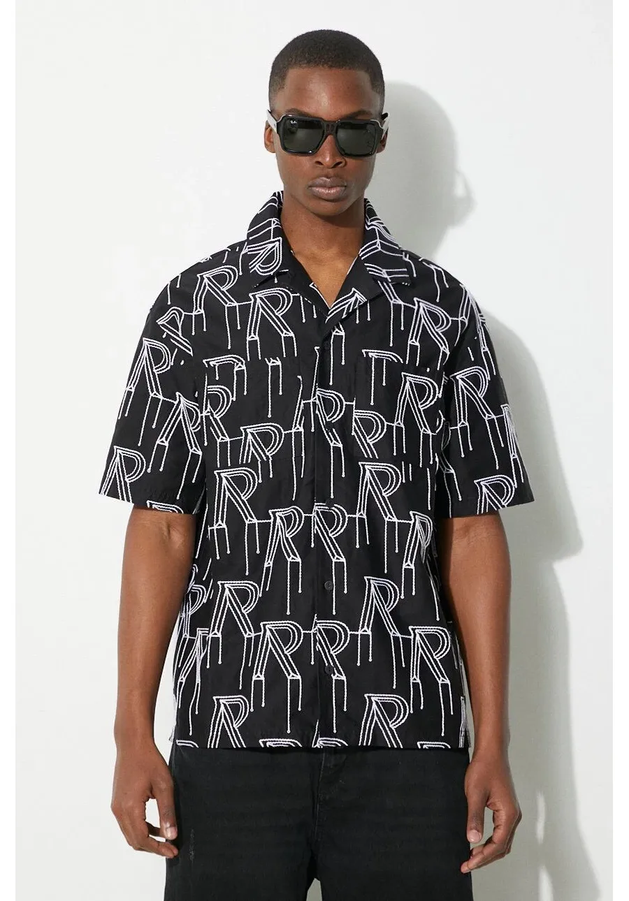 obrazek 1 Represent koszula bawełniana Embrodiered Initial Overshirt męska kolor czarny relaxed MLM212.01
