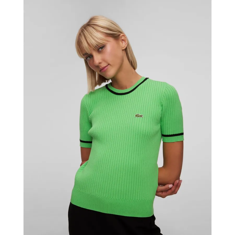 obrazek 1 Zielony Sweter Z Krótkim Rękawem Damski Lacoste Af6946