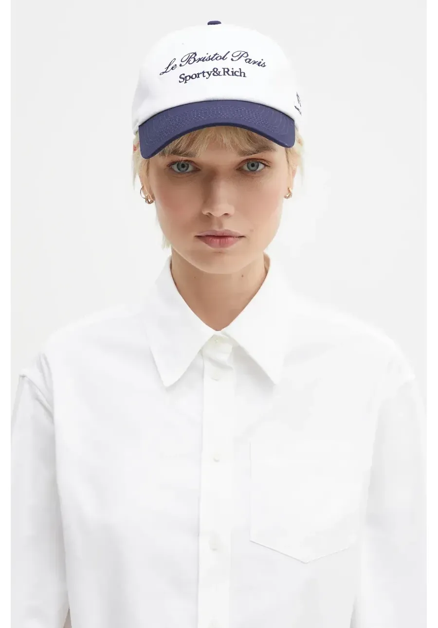obrazek 1 Sporty & Rich czapka z daszkiem bawełniana Faubourg kolor biały z aplikacją AC040517619WH22