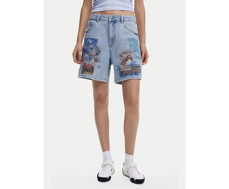 obrazek 1 Desigual Szorty jeansowe Inidan 25SWDD24 Niebieski Straight Fit