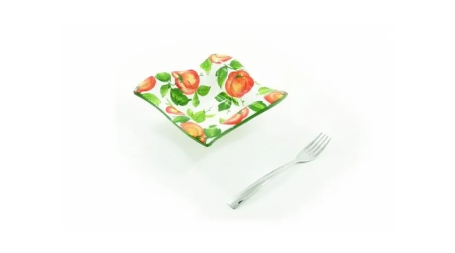 obrazek 2 Średnia kwadratowa miska dekorowana motywem pomidorów - Le Ceramiche