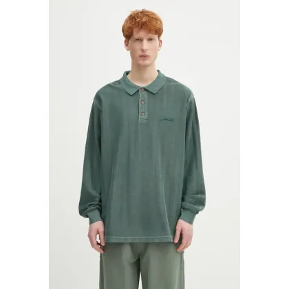 Zdjęcie Carhartt WIP longsleeve bawełniany L/S Morrison Rugby Shirt kolor zielony gładki I034568.CIPG