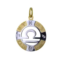 Zdjęcie Zawieszka znak zodiaku Wagi z żółtego i białego złota