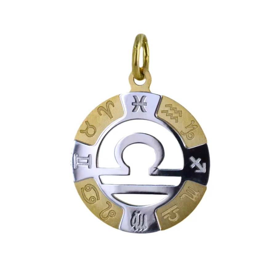 obrazek 1 Zawieszka znak zodiaku Wagi z żółtego i białego złota