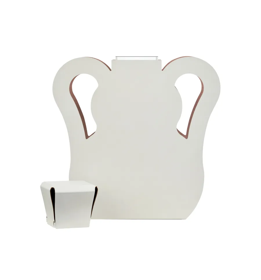 obrazek 3 Designerski skórzany wazon Otto 9x40xH45 cm w kolorze perłowym