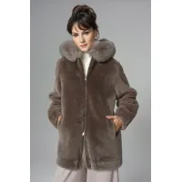 Picture Warm women's winter jacket with a hood