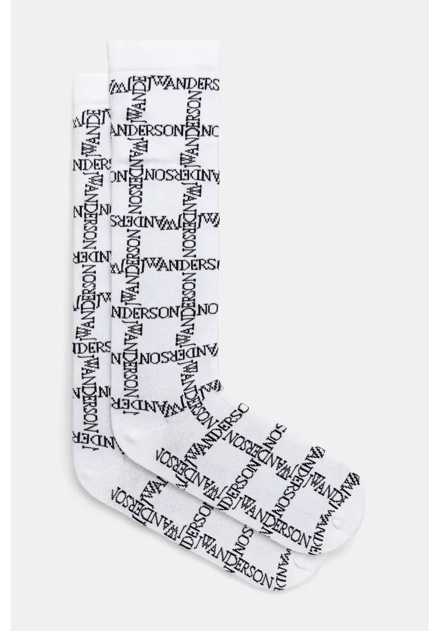 obrazek 1 JW Anderson skarpetki Logo Grid Long kolor biały KW1034.YN0273.903