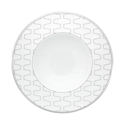 Zdjęcie Talerz do zupy z porcelany Trasso z geometrycznymi liniami w kolorze platyny - Vista Alegre