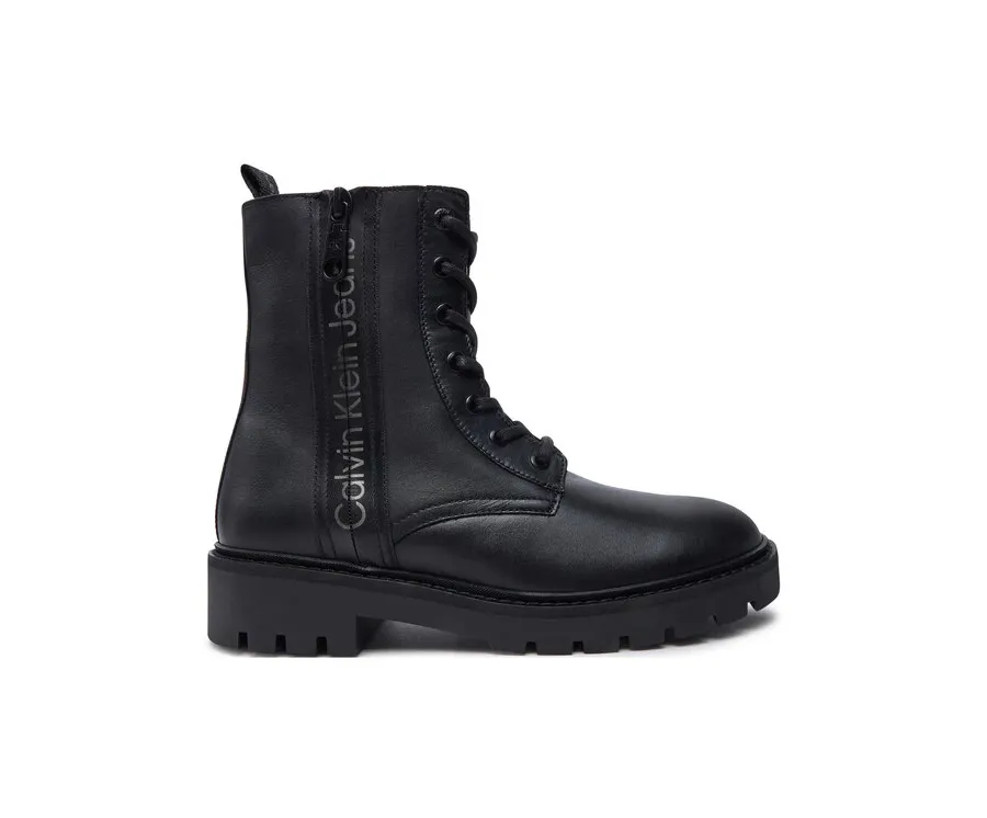 obrazek 1 Calvin Klein Jeans Botki Combat Mid Laceup Zip Wn YW0YW01035 Czarny