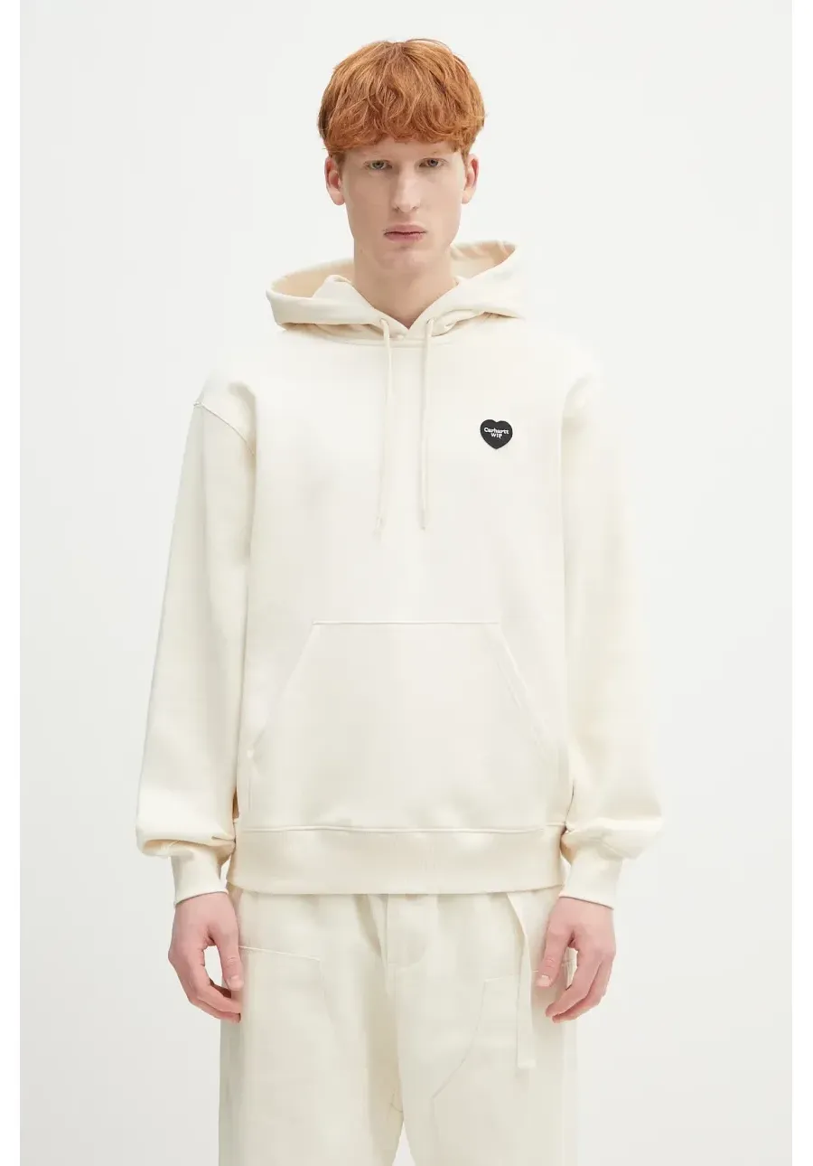 obrazek 1 Carhartt WIP bluza bawełniana Hooded Ingo Sweat męska kolor beżowy z kapturem gładka I034498.32MXX