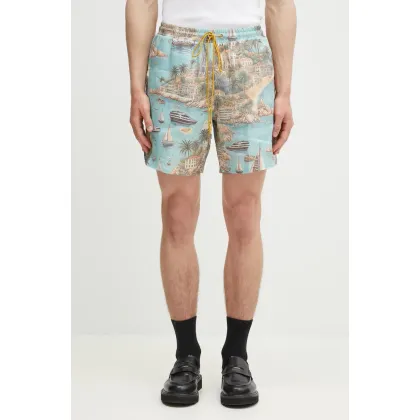 Zdjęcie RHUDE szorty lniane Sailing Map męskie kolor niebieski RHPS25SH03012