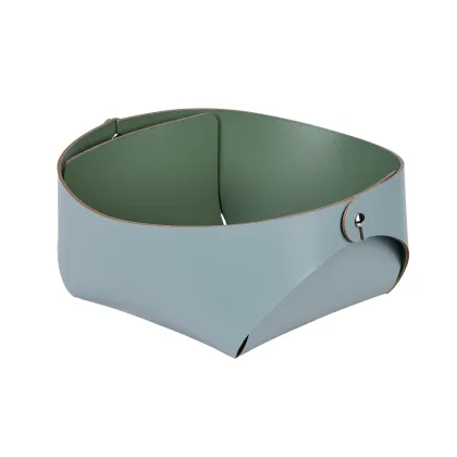 Picture Leather basket 15x15xH7 cm, light blue