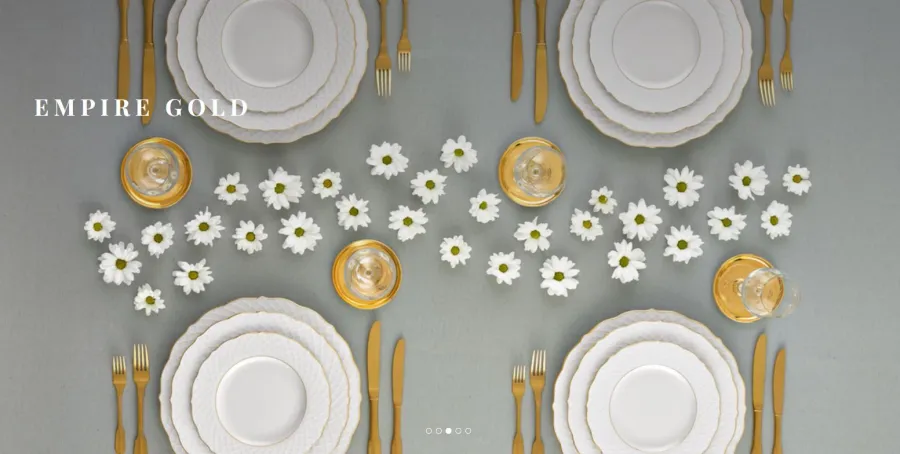 obrazek 4 Okrągła porcelanowa miska na sałatkę 25 cm Empire Gold